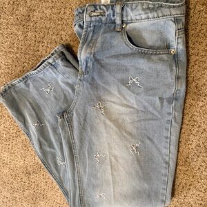 April Kiss Los Angeles Light Blue Denim Jeans Size 5 Bow